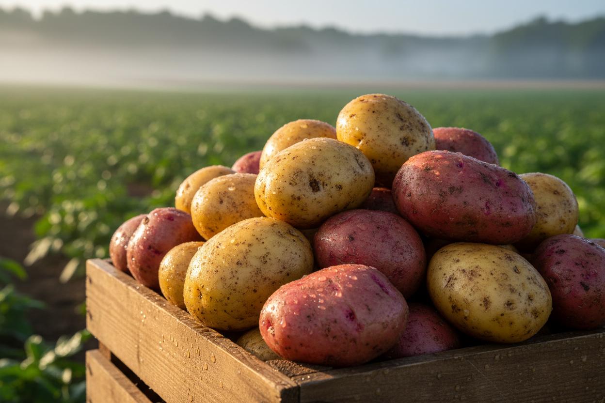 Fresh potatoes harvest